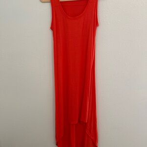 Sleeveless Coral Maxi Dress with Scoop Neck